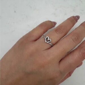 Pandora Silver Heart Ring with Sparkling Accents